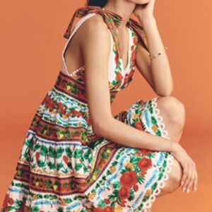 NWT FARM RIO X ANTHROPOLOGIE V-NECK TIERED MINI DRESS